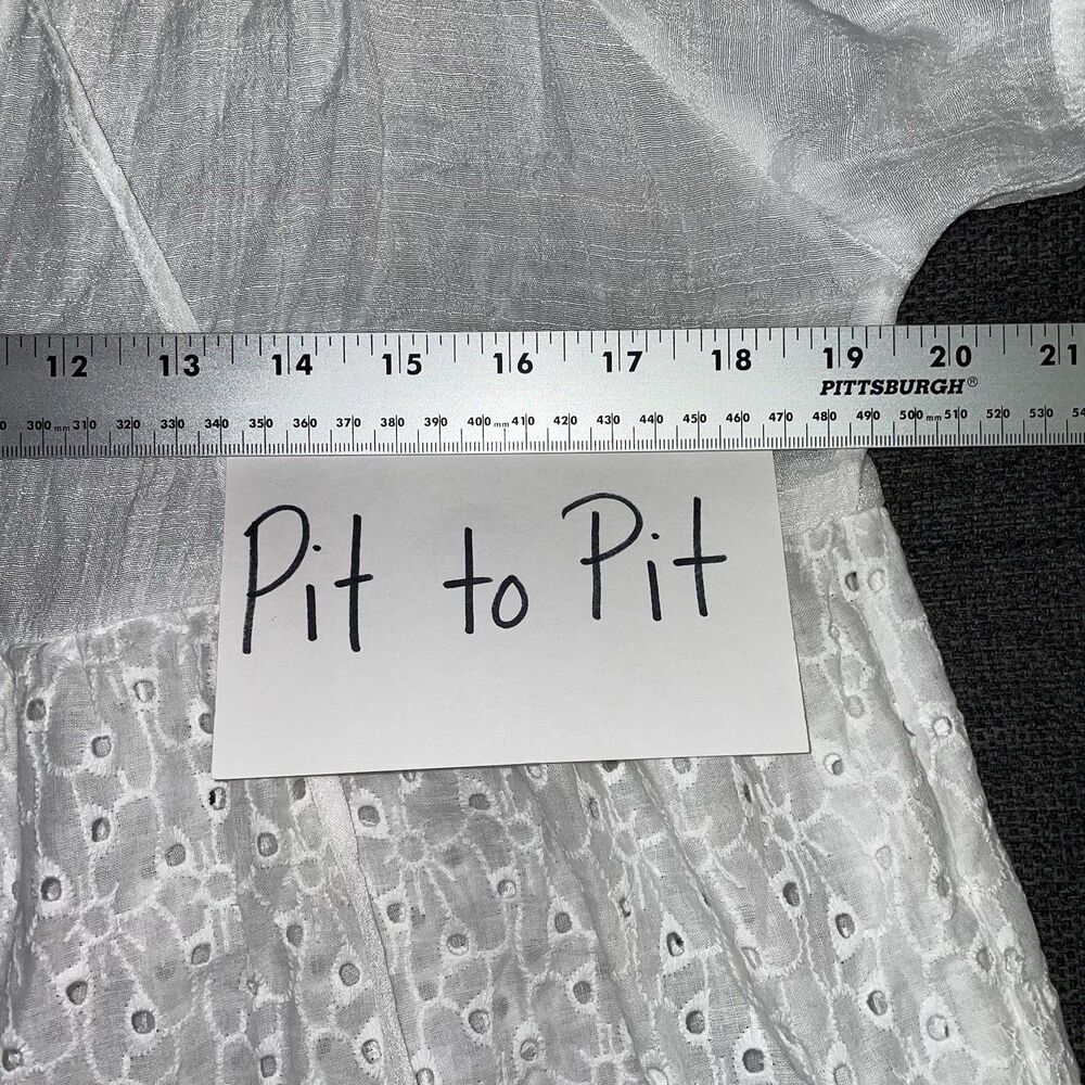 NEW CUPSHE Floral Eyelet Tie Neck Babydoll Dress White Bathing Suit Cover Small - Picture 8 of 11